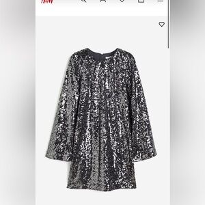 H&M black sequin long sleeved dress